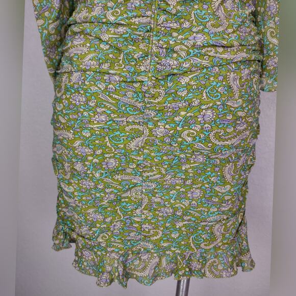 VERONICA BEARD Shala Ruched Paisley Ruffle Dress Size 4 - Picture 13 of 16
